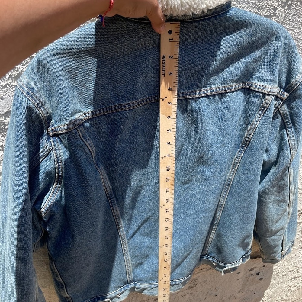 Levi's Sherpa Lined Denim Trucker Jacket Men's Large Blue Jean Jacket - Picture 8 of 8